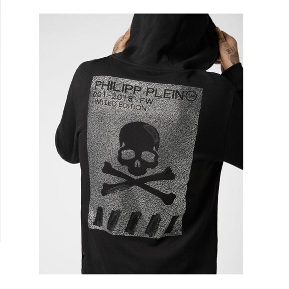 Philipp Plein Skull-print rhinestone-embellished hoodie, Size EU 3XL/US XL-2XL
